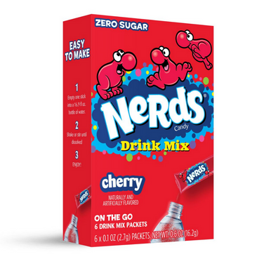 Nerds Zero Sugar Cherry Drink Mix, 6 packets, 16g/0.6 oz. Box {Imported from Canada}