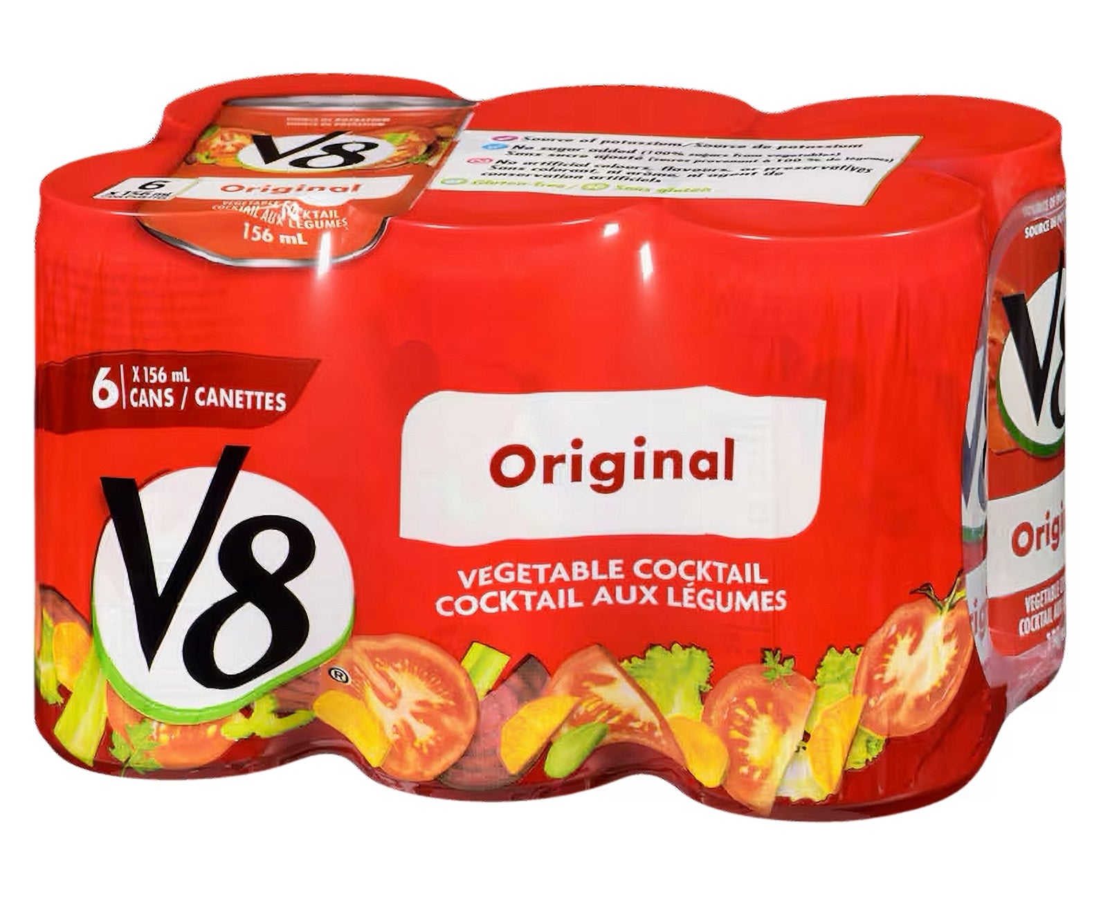 Pack of V8 Original Vegetable Cocktail on a white background