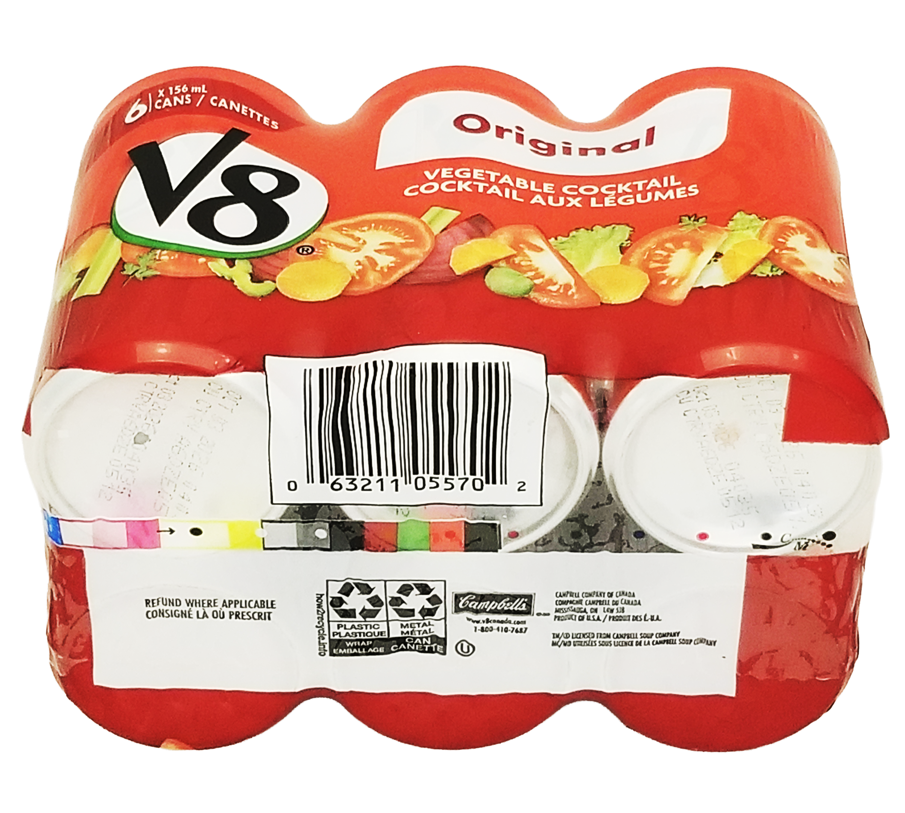 V8 Vegetable Cocktail packaging with red and white design