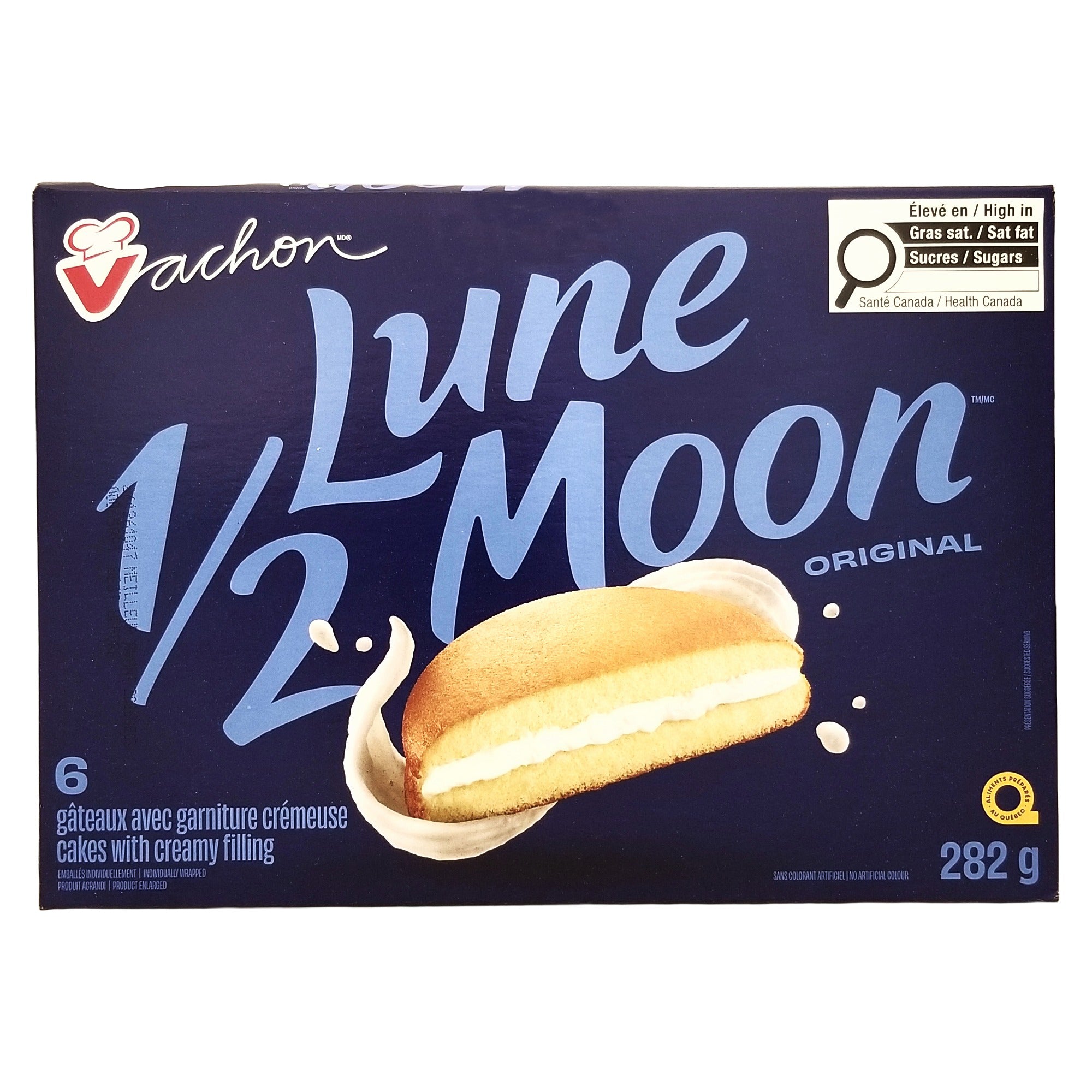 Vachon 1/2 Moon Original Vanilla Cream-Filled Sponge Cakes, 6-Pack, 282g (9.9 oz)