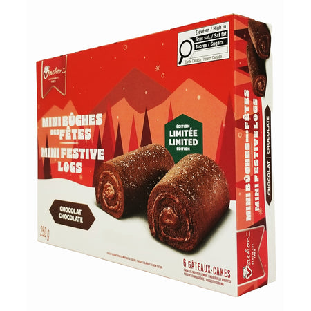 Vachon Chocolate Mini Festive Logs, Sponge Snack Cakes - 250g/8.8 oz