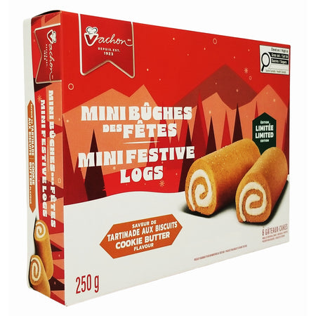 Vachon Cookie Butter Flavored Mini Festive Logs, Sponge Snack Cakes - 250g/8.8 oz