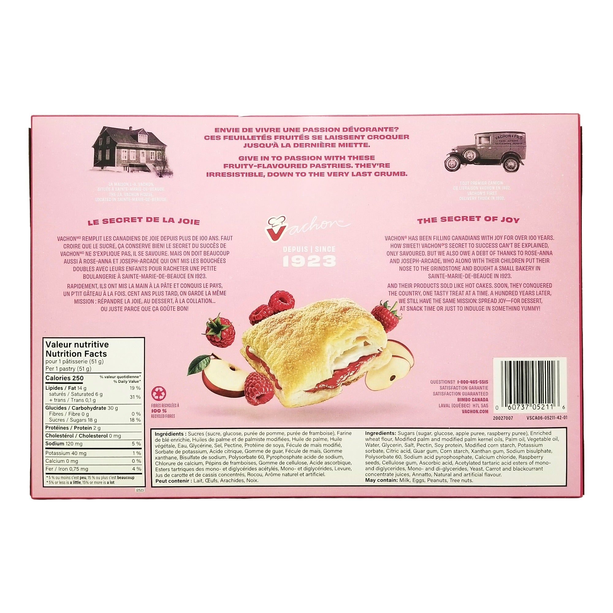 Vachon Passion Flakie Apple-Raspberry Flaky Pastries, 6-Pack, 305g (10.8 oz)