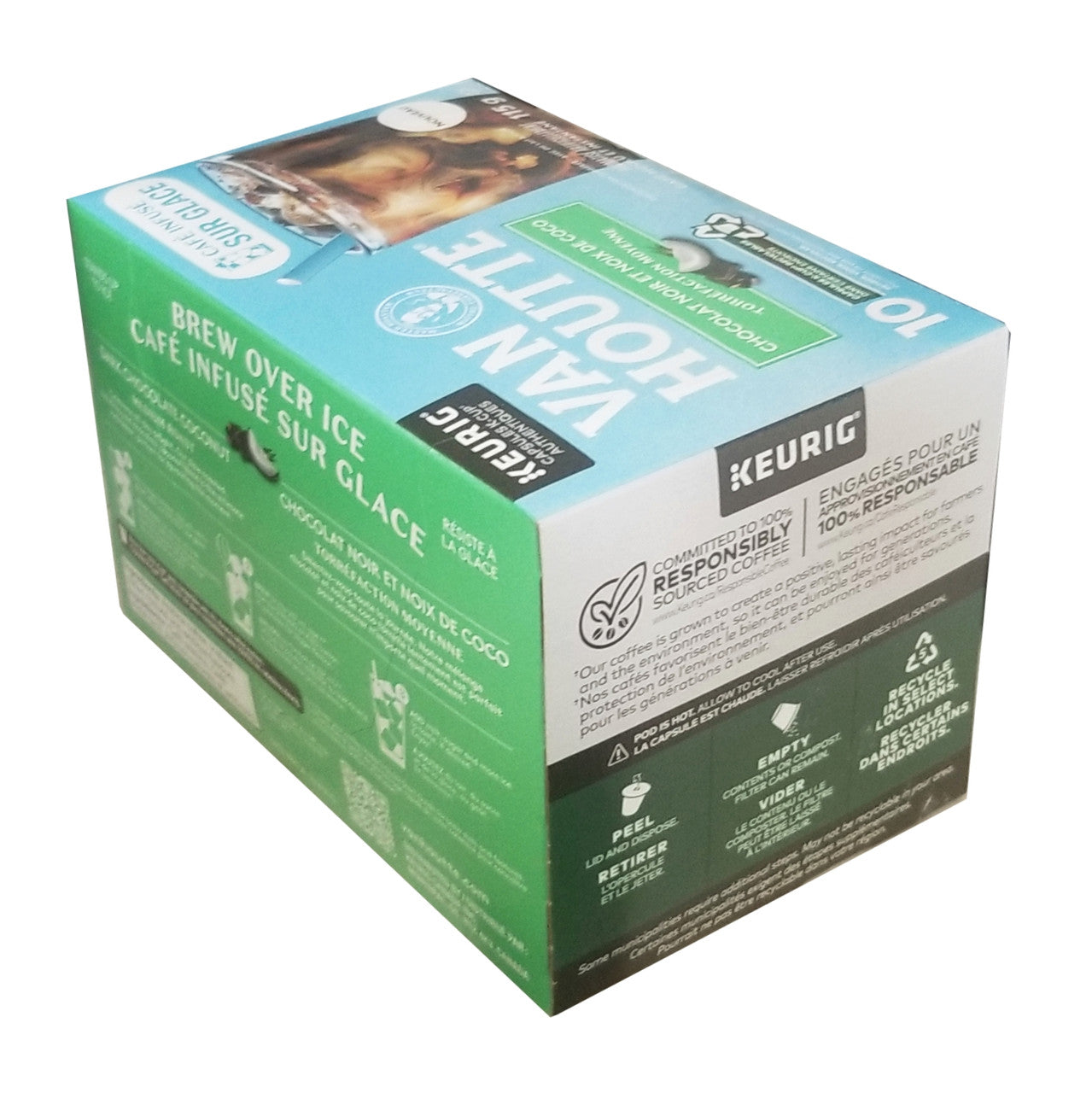 Van Houtte Brew over Ice Dark Chocolate Coconut Medium Roast Coffee, 10 K-Cups, 115g/4 oz. Box {Imported from Canada}