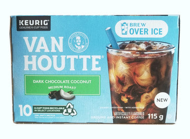 Van Houtte Brew over Ice Dark Chocolate Coconut Medium Roast Coffee, 10 K-Cups, 115g/4 oz. Box {Imported from Canada}