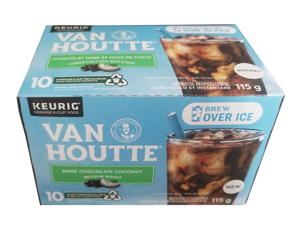 Van Houtte Brew over Ice Dark Chocolate Coconut Medium Roast Coffee, 10 K-Cups, 115g/4 oz. Box {Imported from Canada}