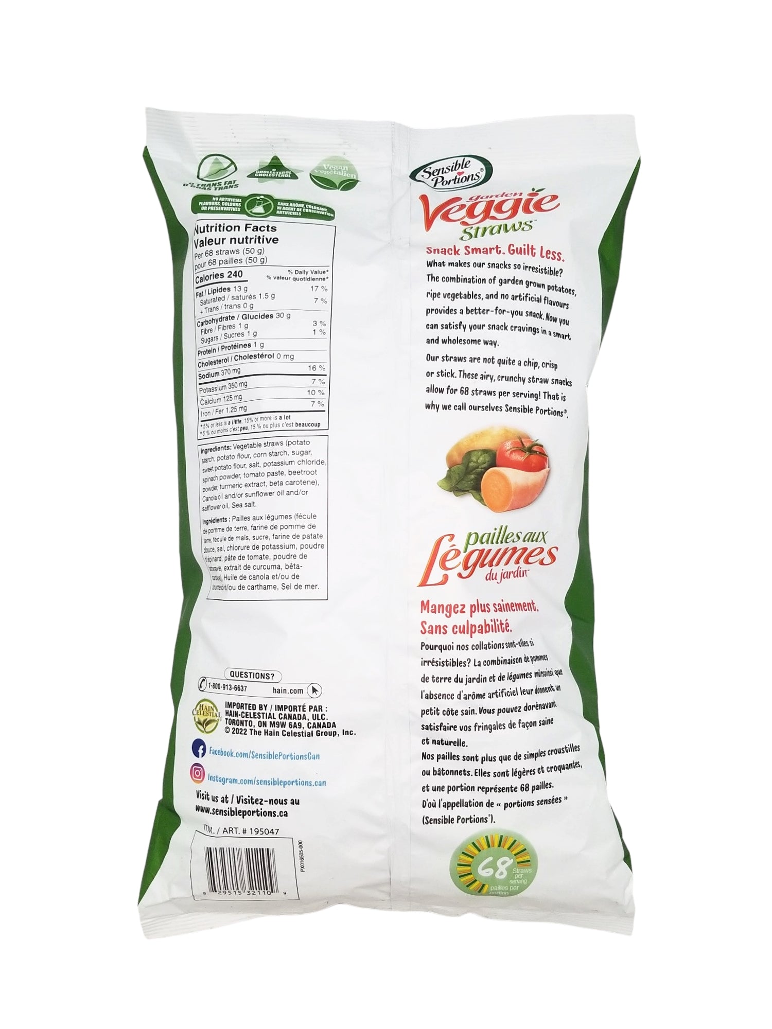 Veggie Straws Original 475g back
