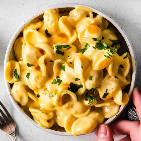 KD Kraft Dinner Deluxe Velveeta On Shells, Rich And Creamy Mac & Cheese, 350g/12.3 oz., Velveeta on shells dinner prepared.