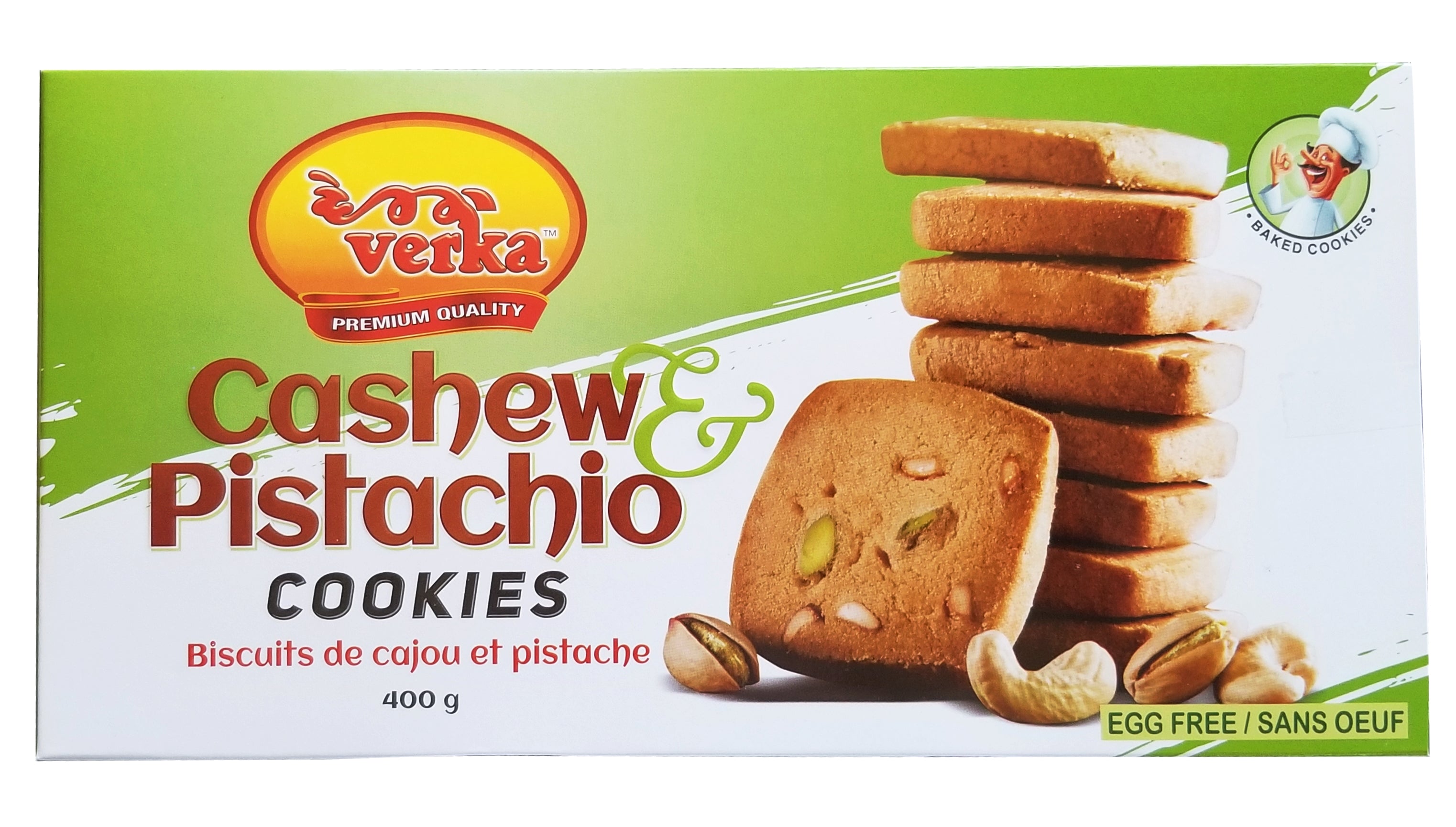 Verka Premium Quality Cashew Pistachio Cookies, 400g/14 oz