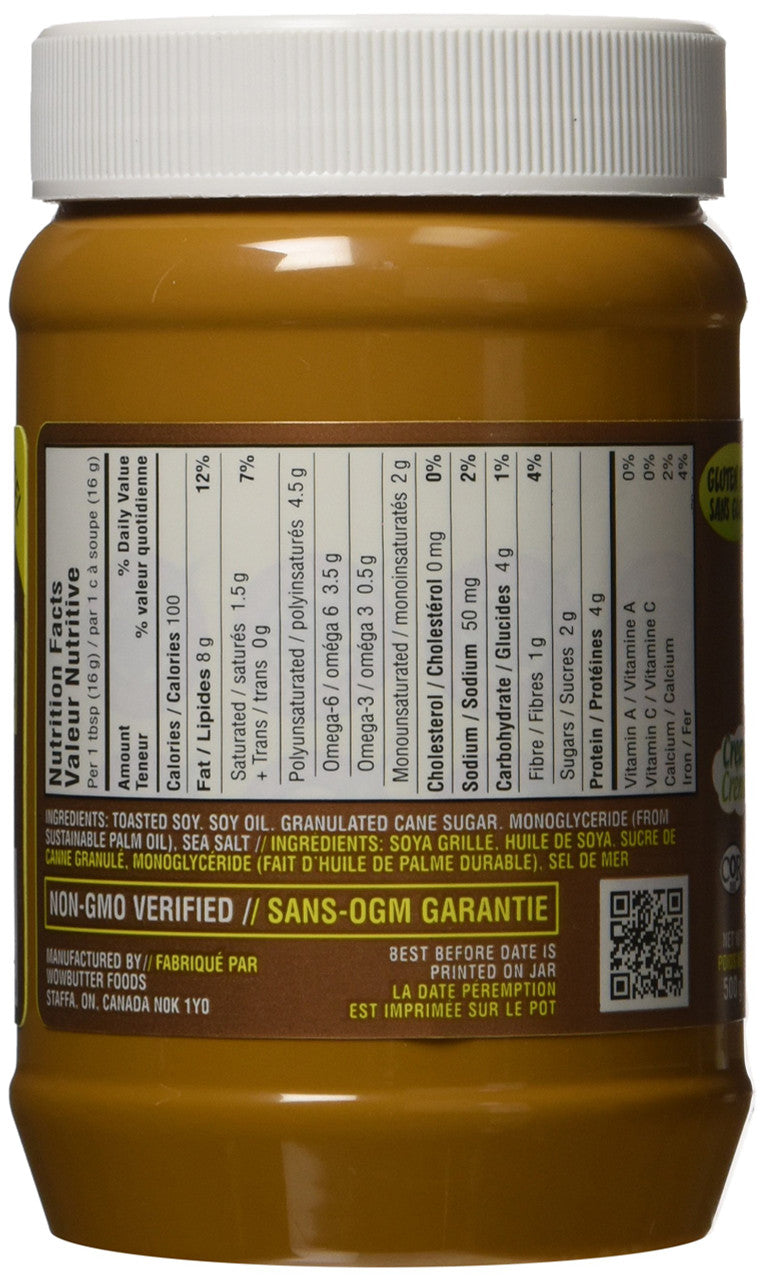 WOWBUTTER Creamy Peanut Butter Alternative, 500g/17.6 oz. Nutrition Facts