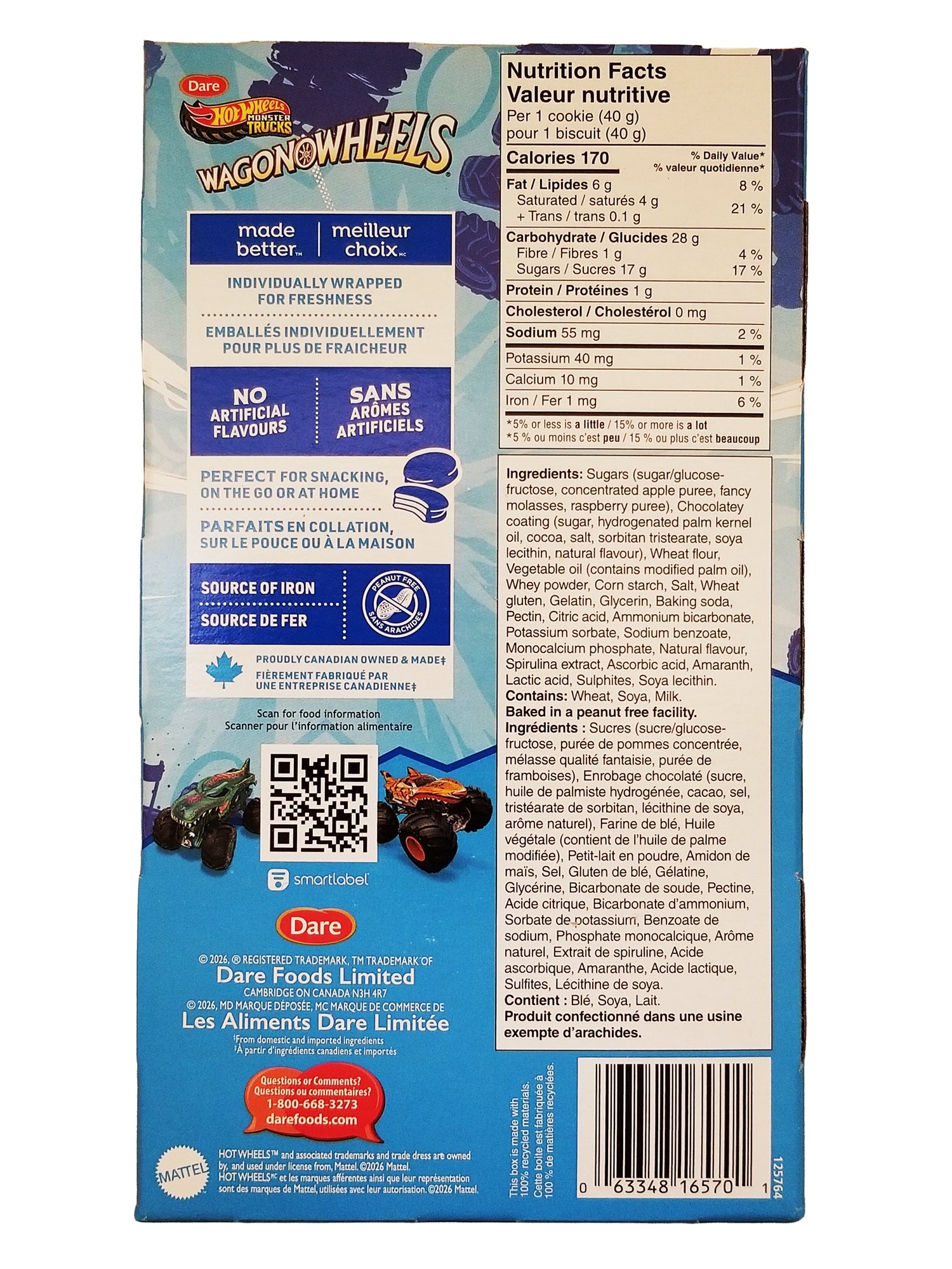 Wagon Wheels Blue Raspberry Marshmallow Cookies 600g side panel view
