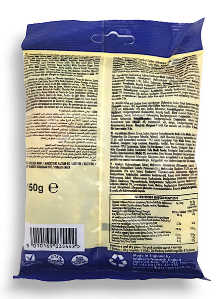 Walker's Nonsuch Assorted Toffees and Chocolate Eclairs, 150g/5.3 oz., Bag, back of bag.