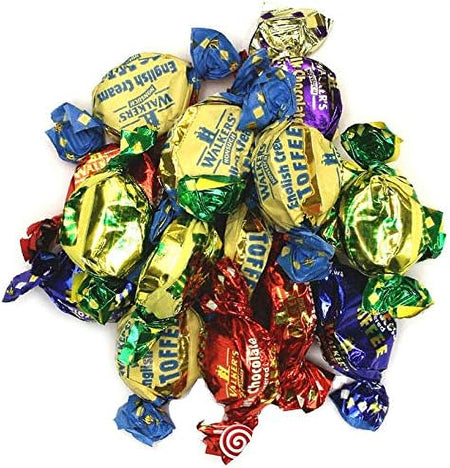 Walker's Nonsuch Assorted Toffees and Chocolate Eclairs, 150g/5.3 oz., Bag, picture of assorted toffees.