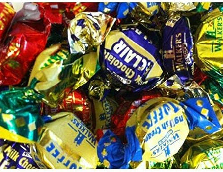 Walker's Nonsuch Assorted Toffees and Chocolate Eclairs, 150g/5.3 oz., Bag, picture of assorted toffees and chocolate eclairs.