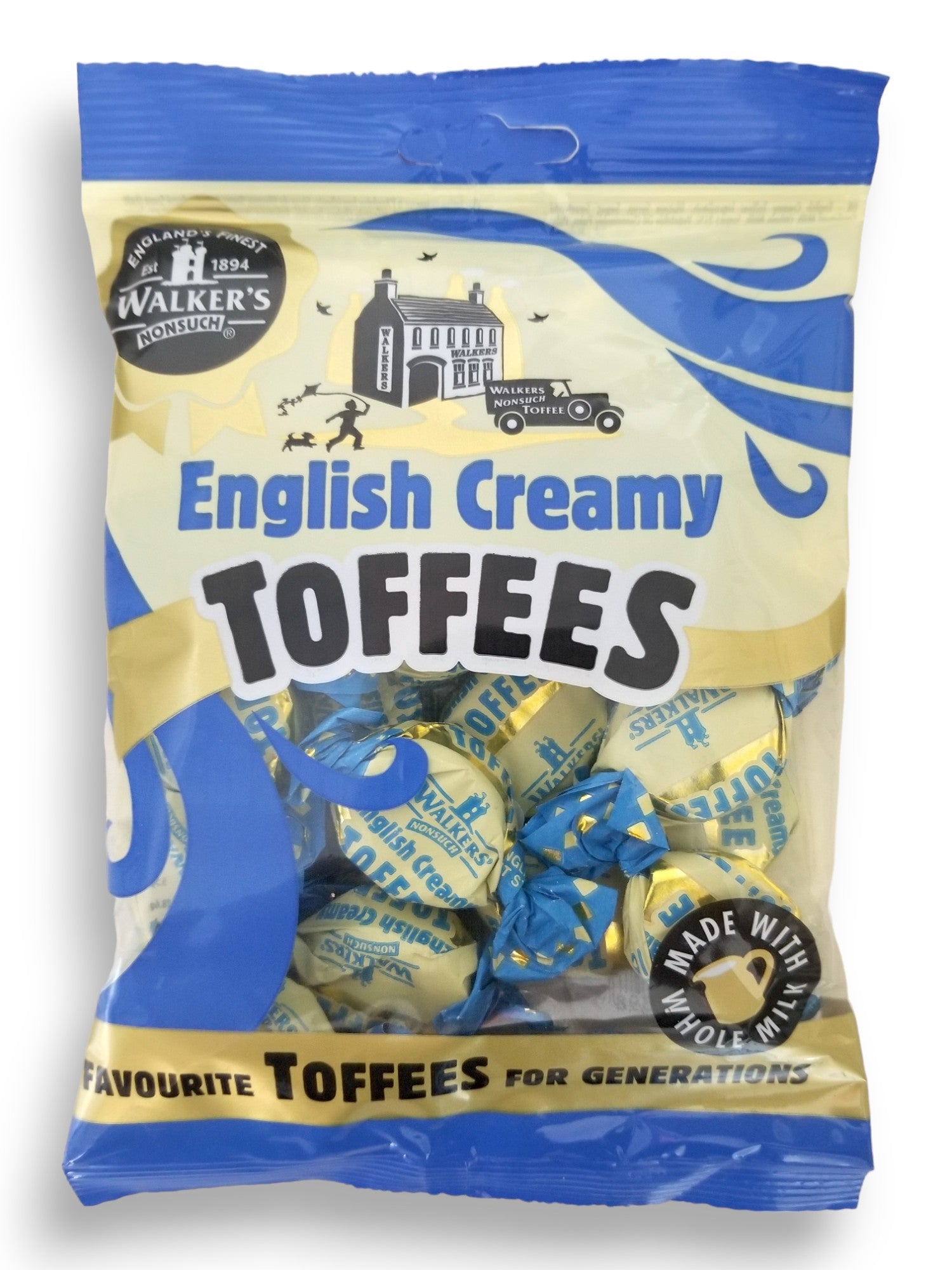 Walker's Nonsuch English Creamy Toffees, 150g/5.3 oz., Bag, front of bag.