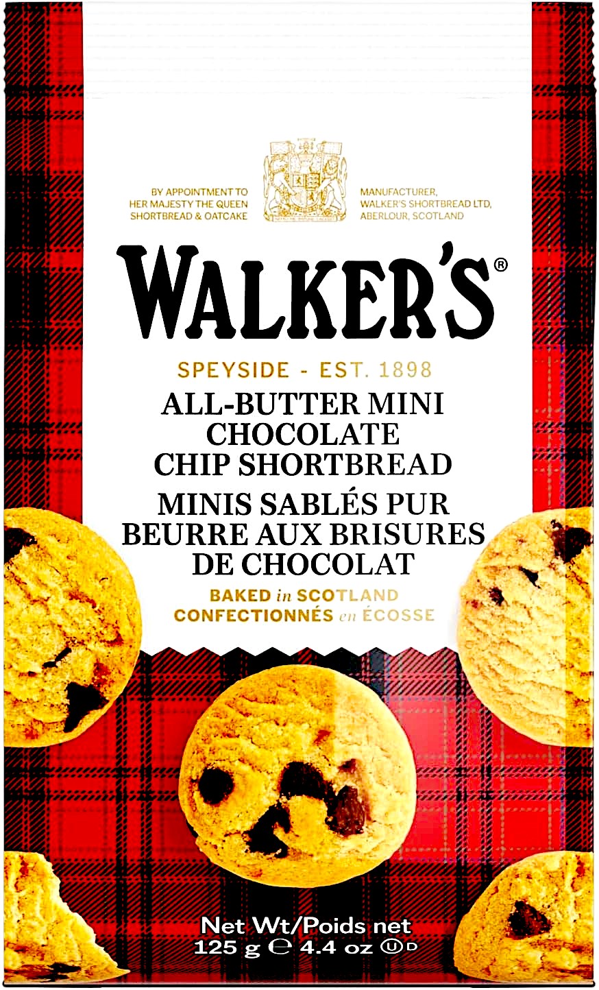 Walker's All-Butter Mini Chocolate Chip Shortbread, 125g/4.4 oz. Bag - Front