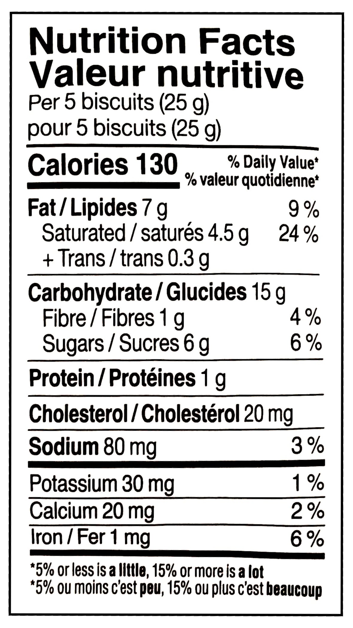 Walker's All-Butter Mini Chocolate Chip Shortbread, 125g/4.4 oz. Bag - Nutrition Facts