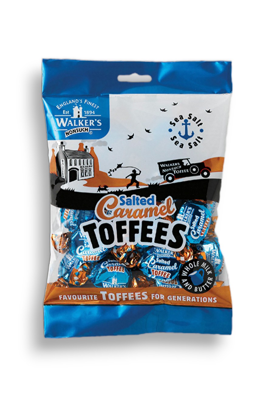 Walker's Nonsuch Salted Caramel Toffees, 150g/5.3 oz., Bag, front of bag.