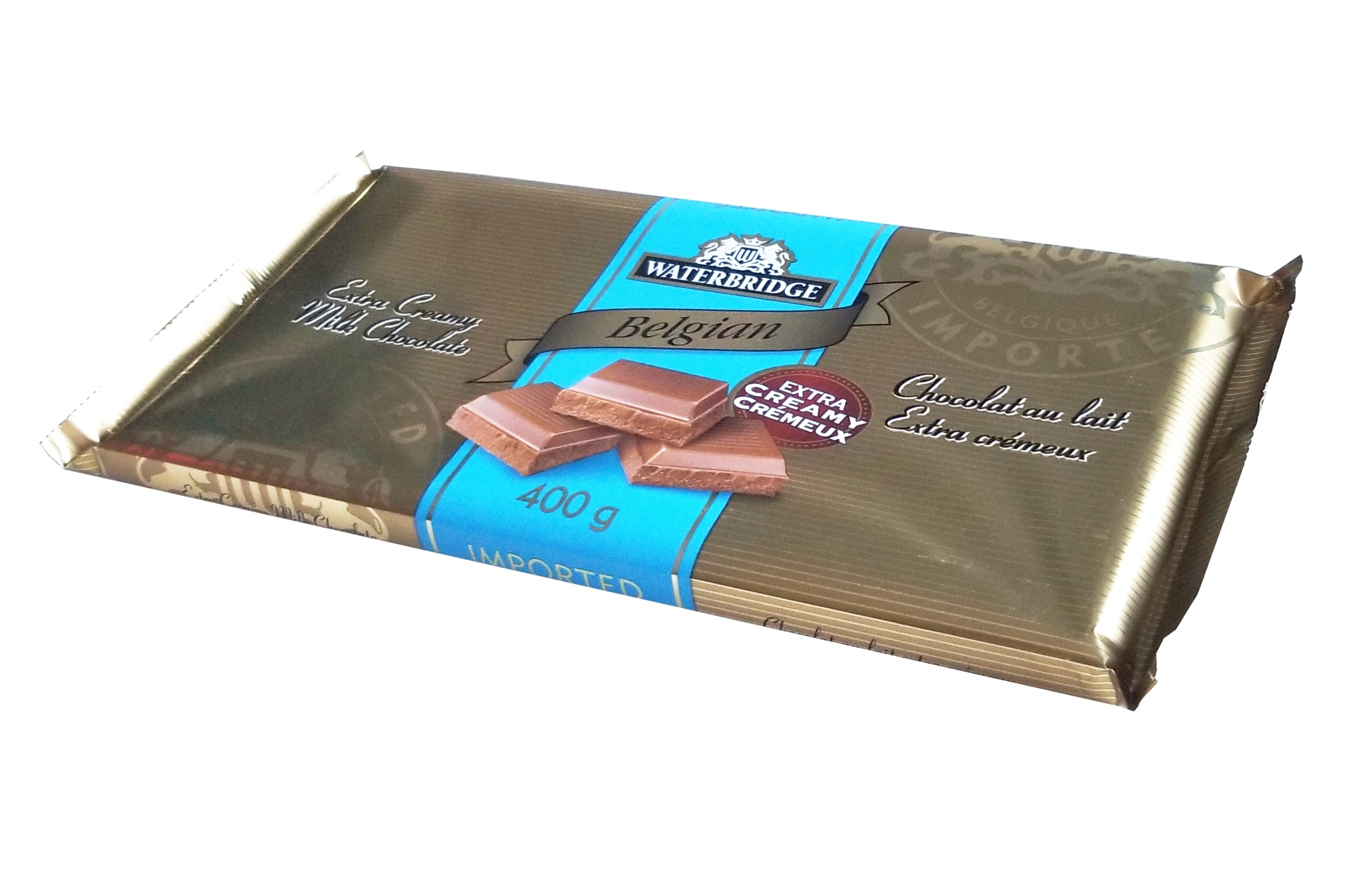 Waterbridge Belgian Extra Creamy Milk Chocolate Bar 400g/14.12 oz {Imported from Canada}