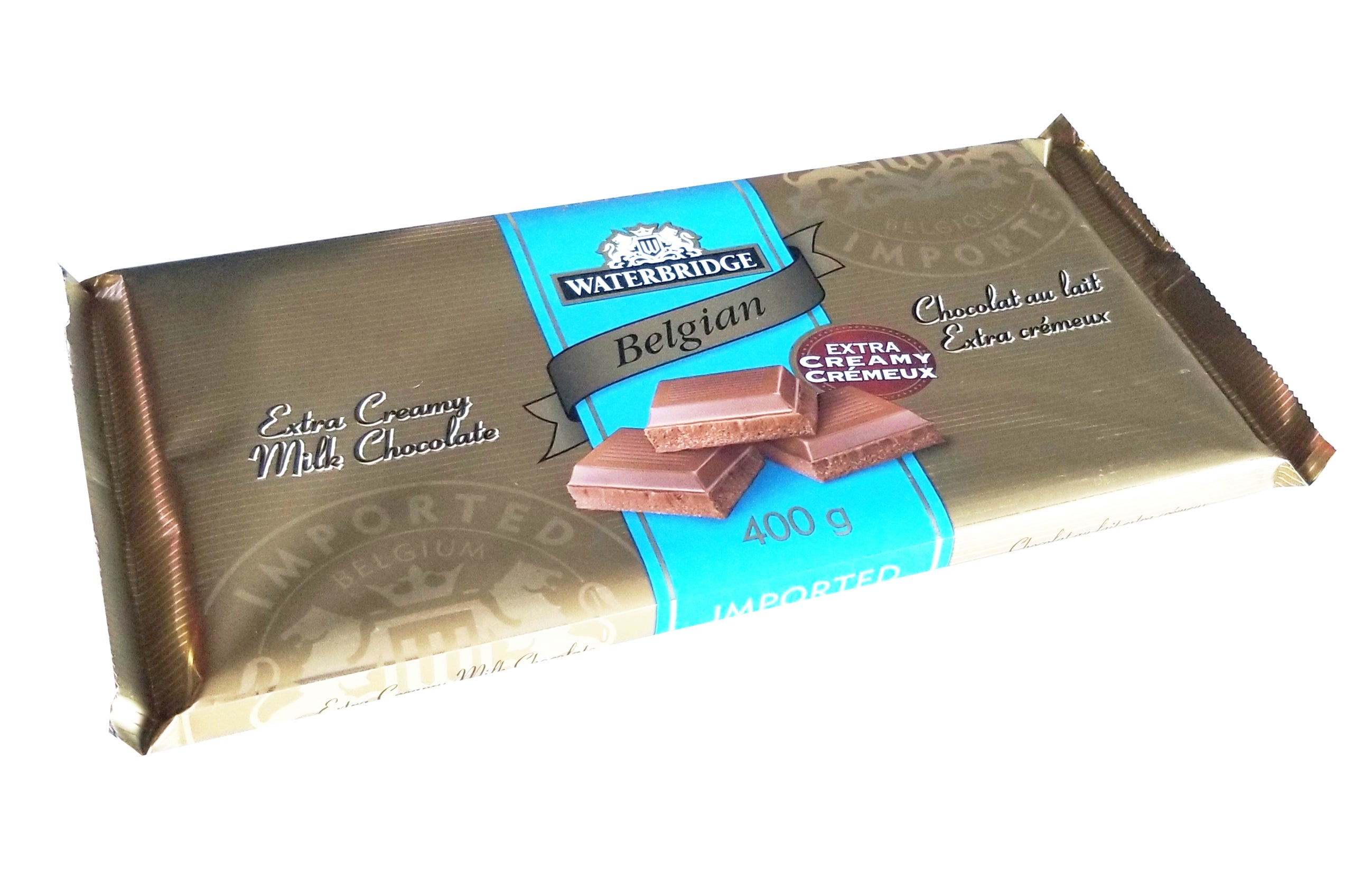 Waterbridge Belgian Extra Creamy Milk Chocolate Bar 400g/14.12 oz {Imported from Canada}