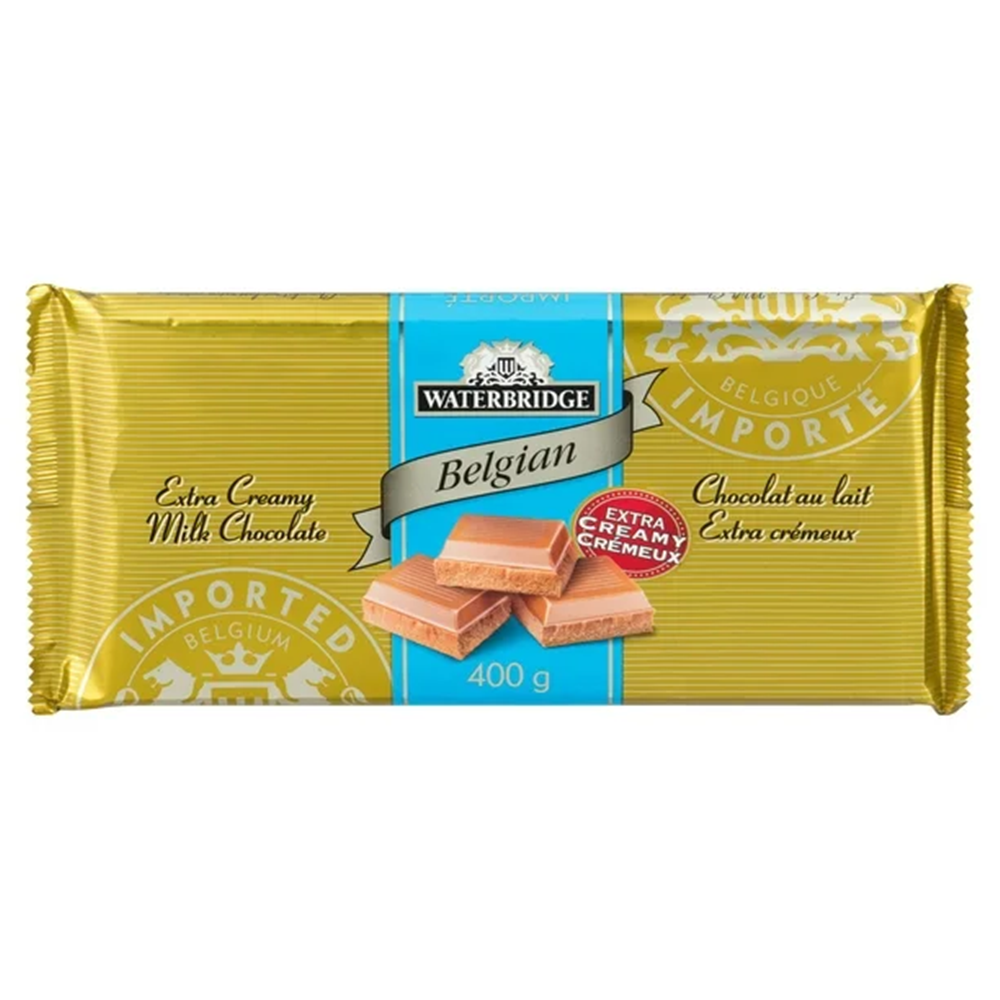 Waterbridge Belgian Extra Creamy Milk Chocolate Bar 400g/14.12 oz {Imported from Canada}