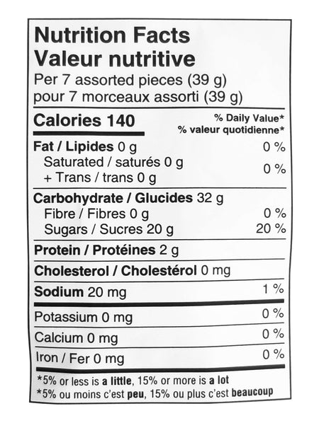 Waterbridge Funmix Fruity Gummies 700g nutrition facts label