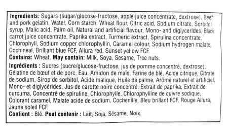 Waterbridge Funmix Sours Ingredients Label