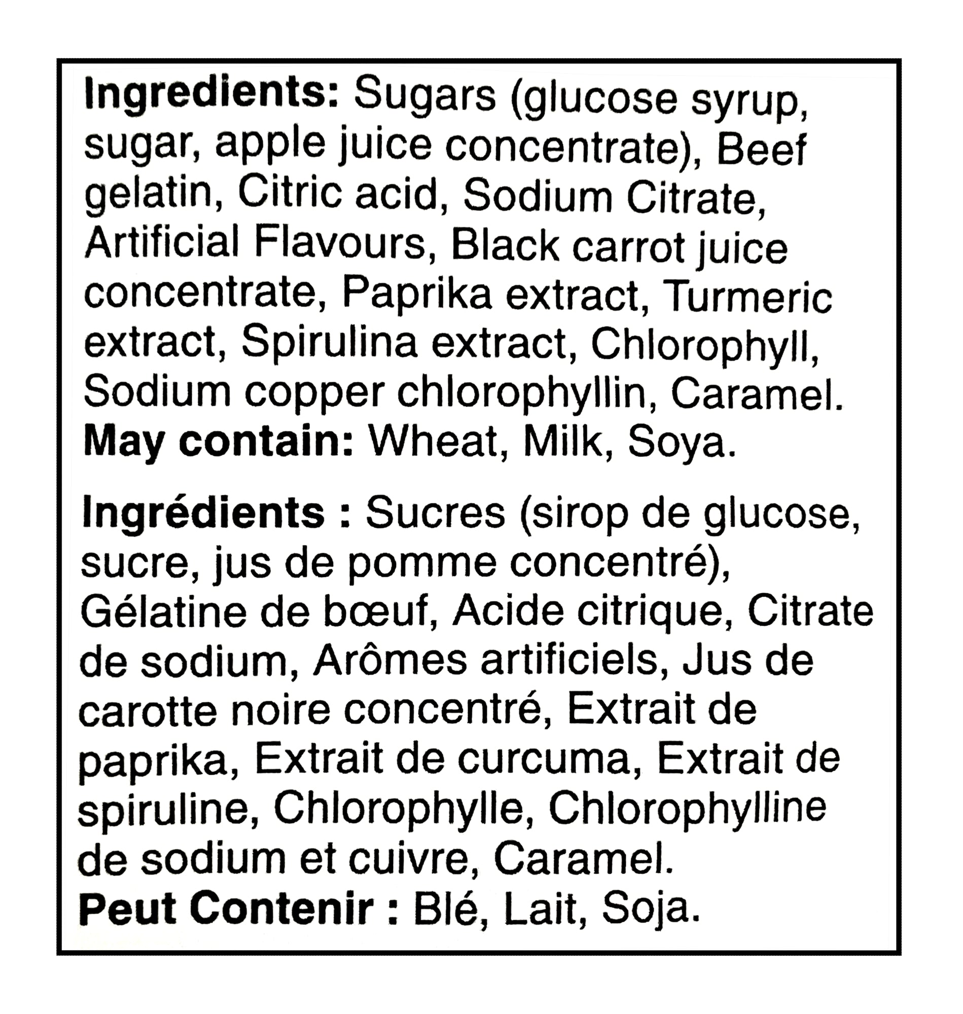 List of ingredients for Waterbridge The Mix Funmix Sour Gummies 175g with a black border on a white background