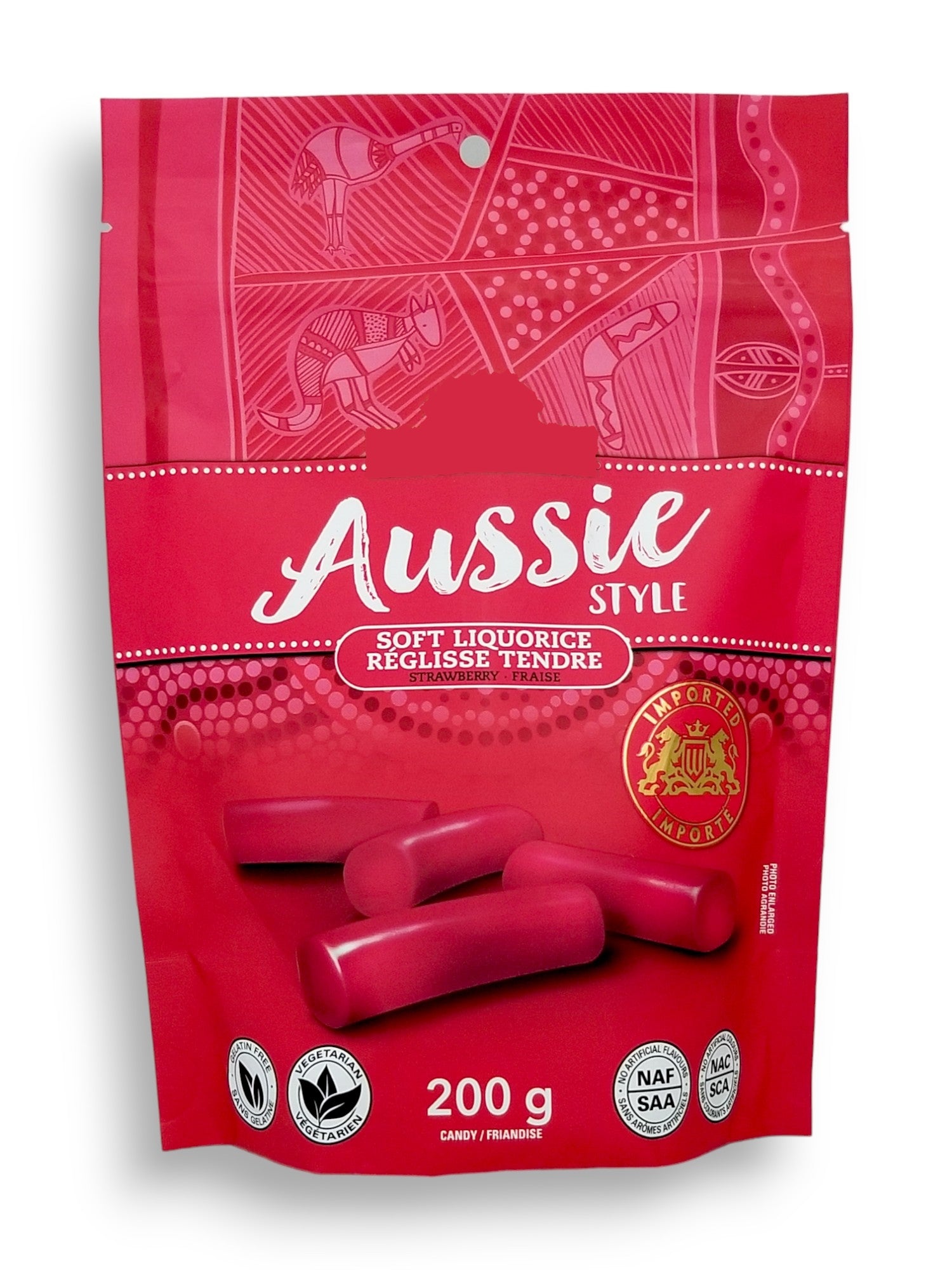 Waterbridge Aussie Style Soft Licourice, Gummy Candy, 200g, front of bag.