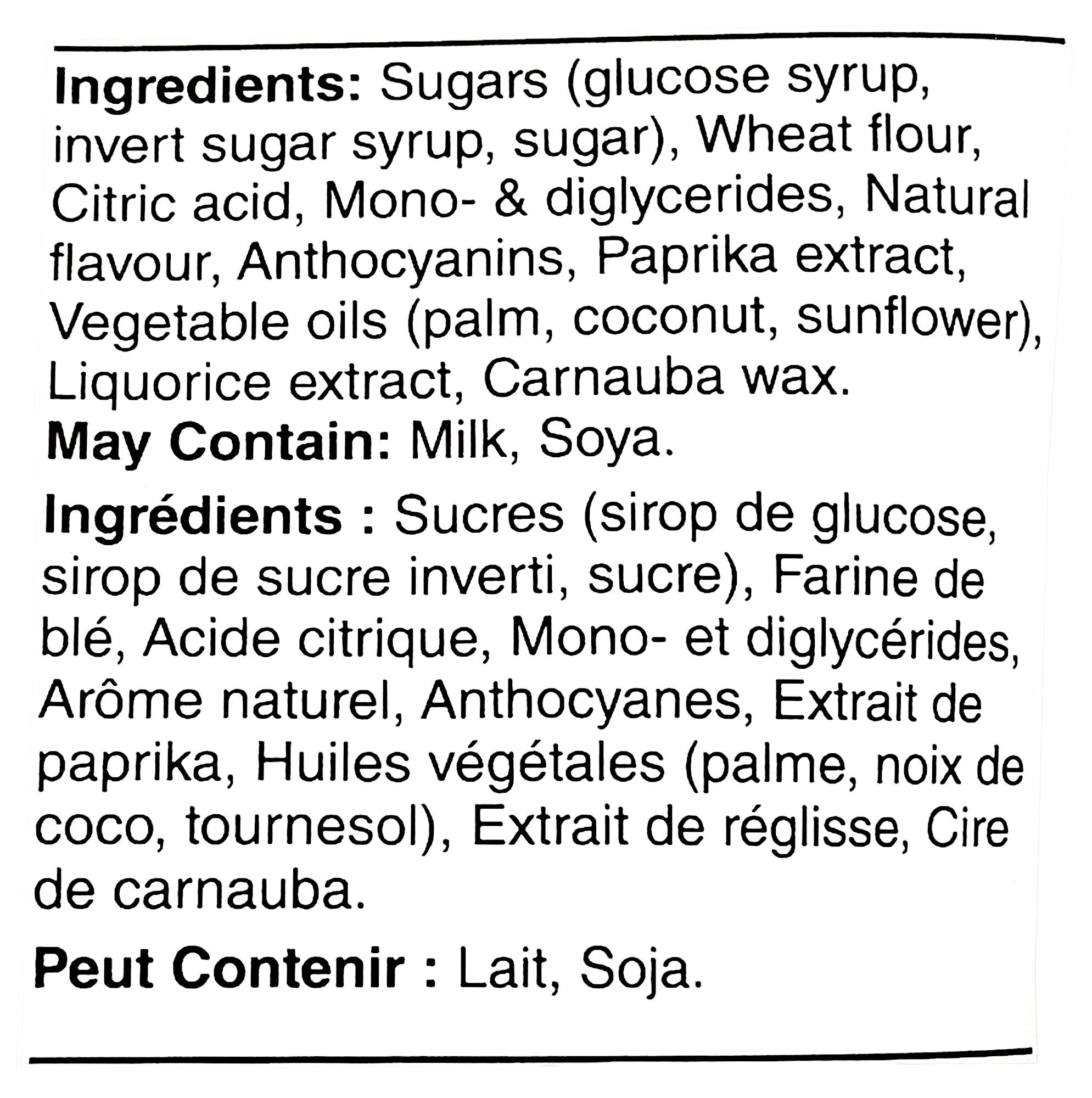 Waterbridge Aussie Style Soft Licourice, Gummy Candy, 200g, ingredients label.