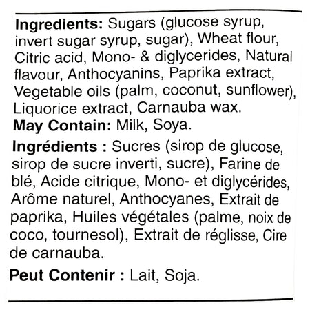 Waterbridge Aussie Style Soft Licourice, Gummy Candy, 200g, ingredients label.