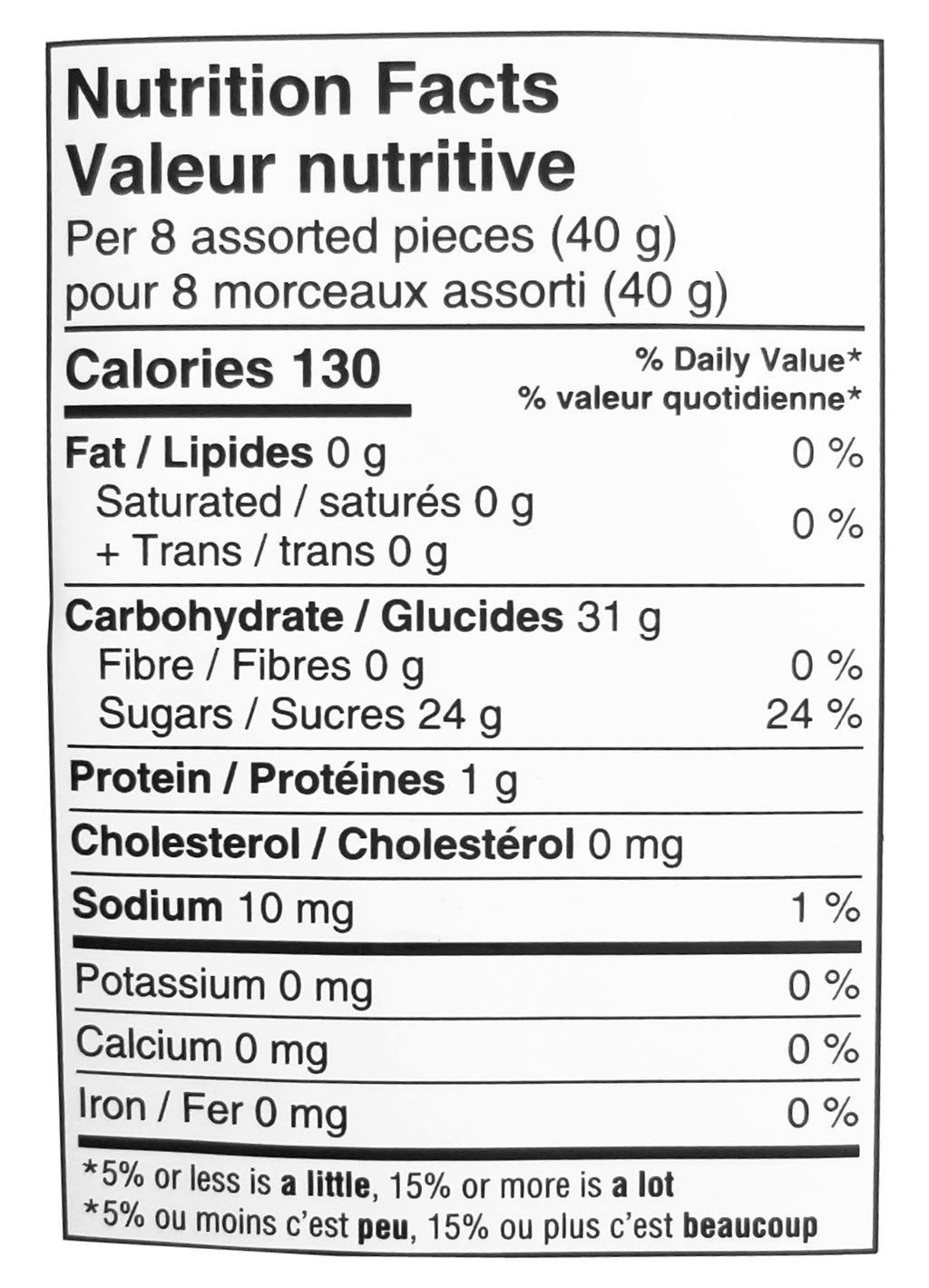 Waterbridge Carnival Mix Nutrition Facts Label