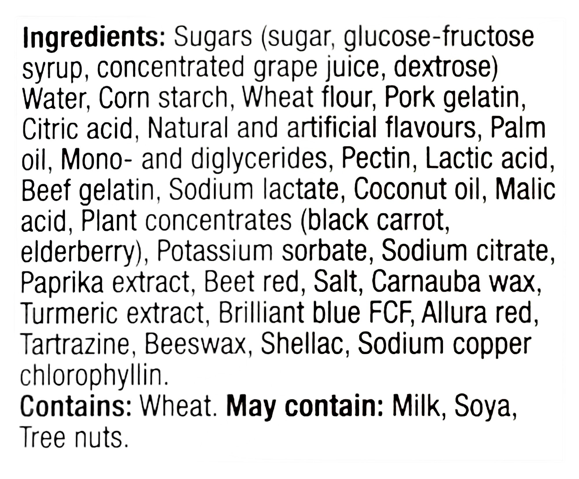Waterbridge Jollymix, Sweet Fruit Flavored Gummy Candy, 700g, ingredients label.