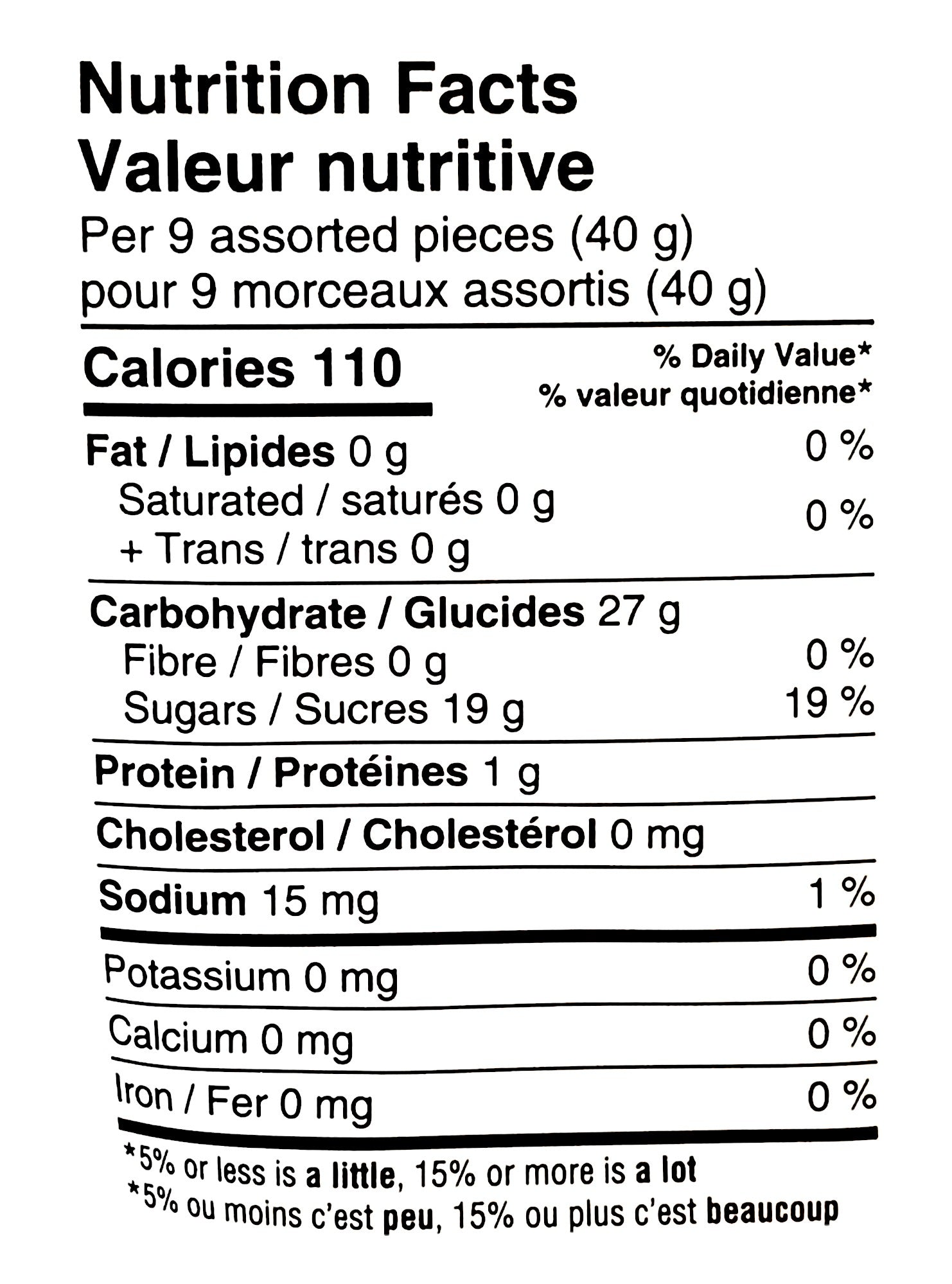 Waterbridge Jollymix, Sweet Fruit Flavored Gummy Candy, 700g, nutrition facts label.