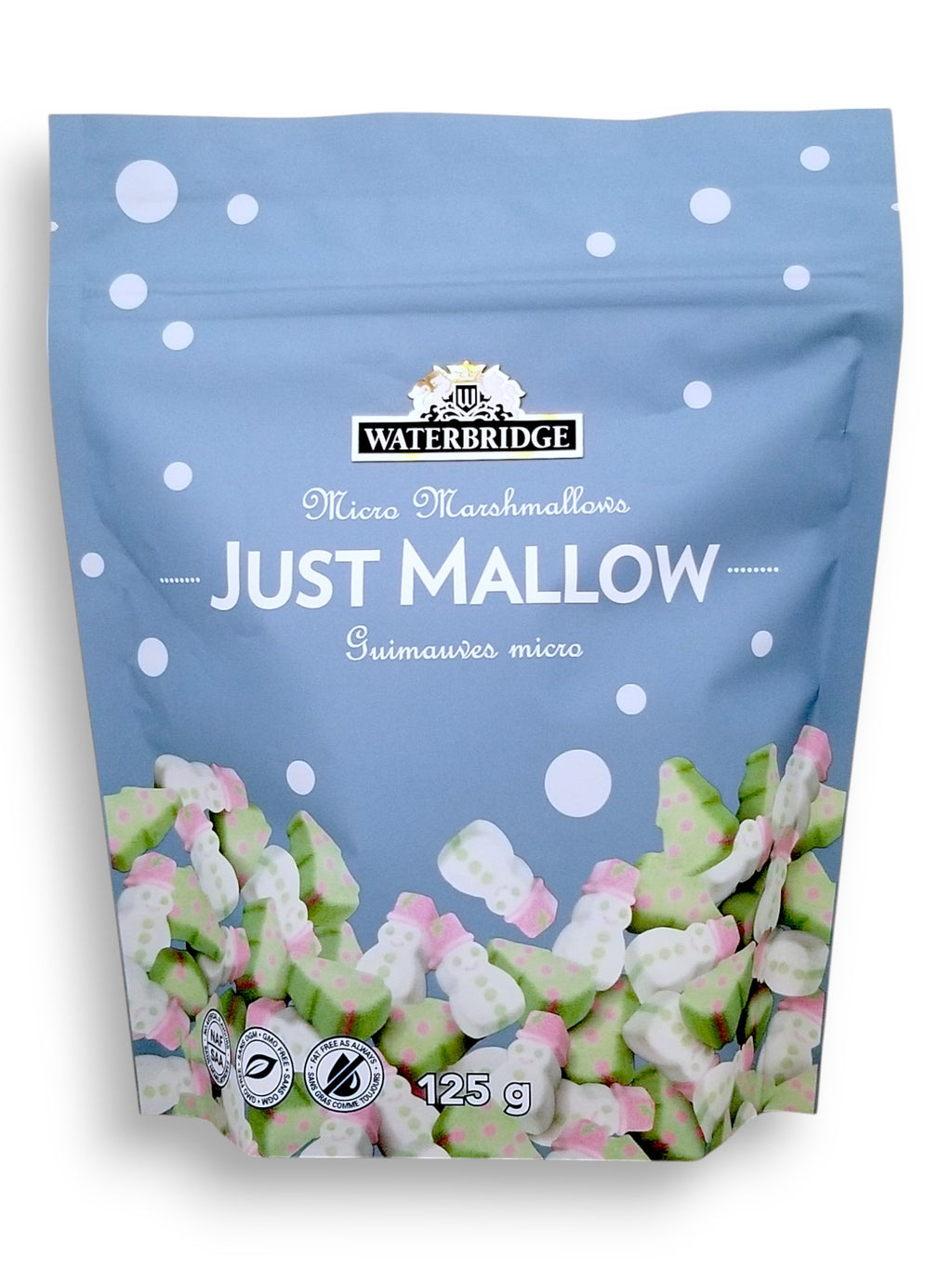 Front of Waterbridge Micro Marshmallows Just Mallow, 125g/4.4 oz., Bag