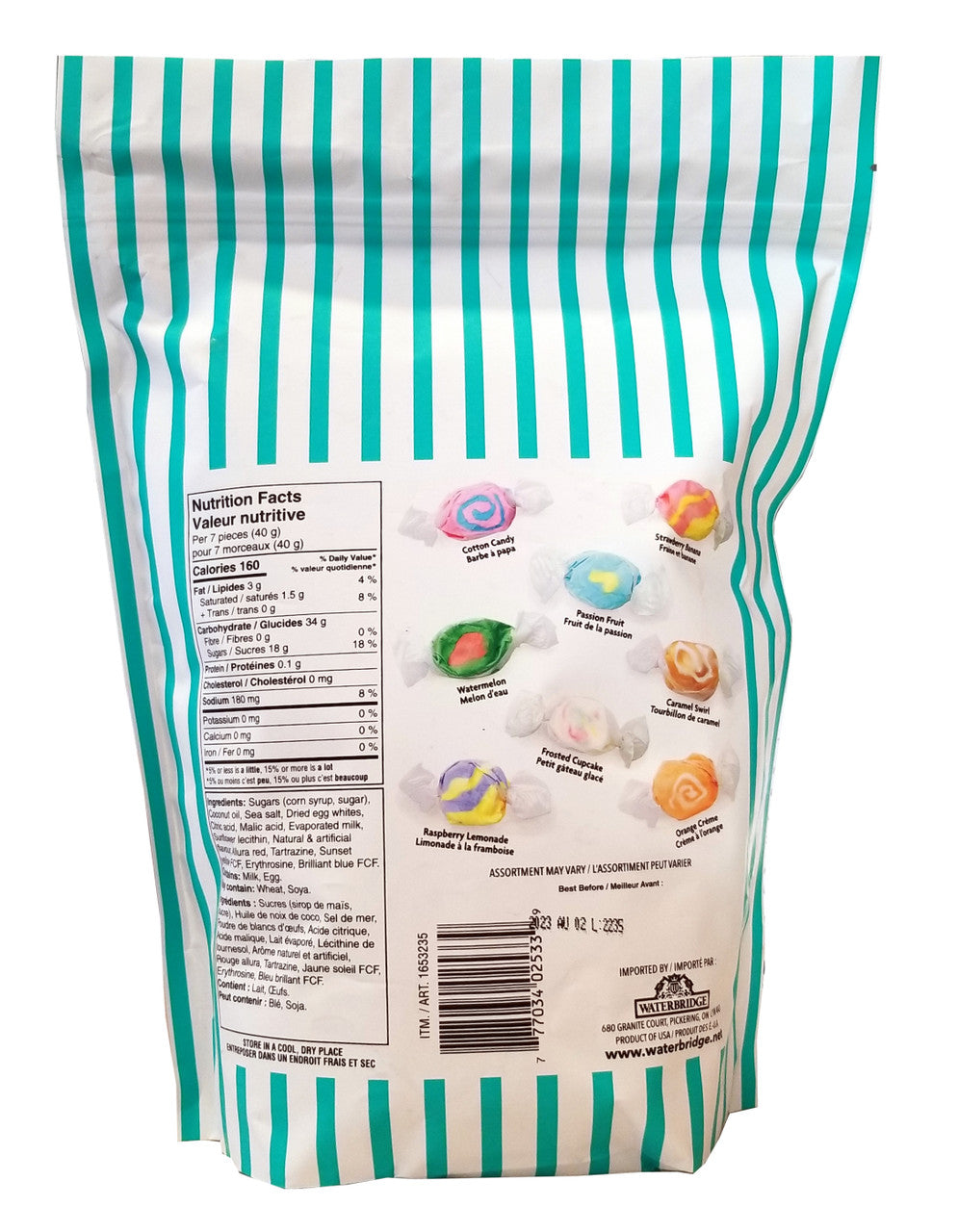 Waterbridge Just Taffy Traditional Salt Water Taffy, 800g/1.75 lbs., Bag {Imported from Canada}