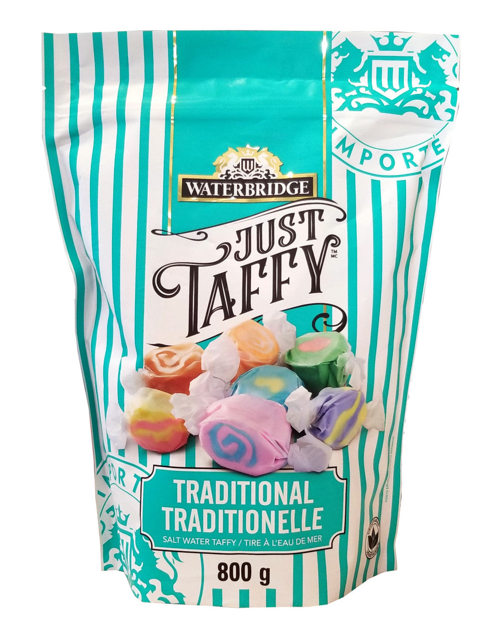 Waterbridge Just Taffy Traditional Salt Water Taffy, 800g/1.75 lbs., Bag {Imported from Canada}