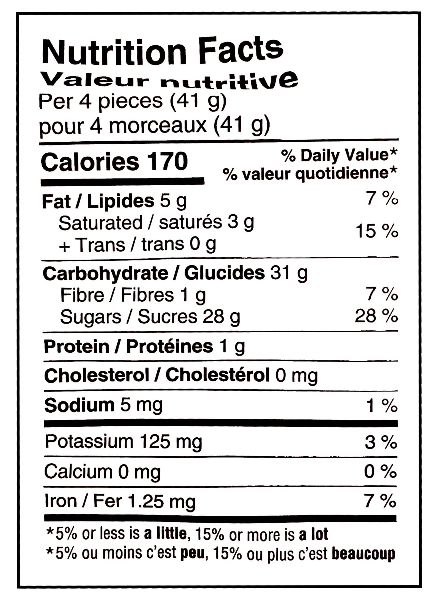 Nutrition facts label of Waterbridge Mint Creams, 90g/3.2 oz., Package