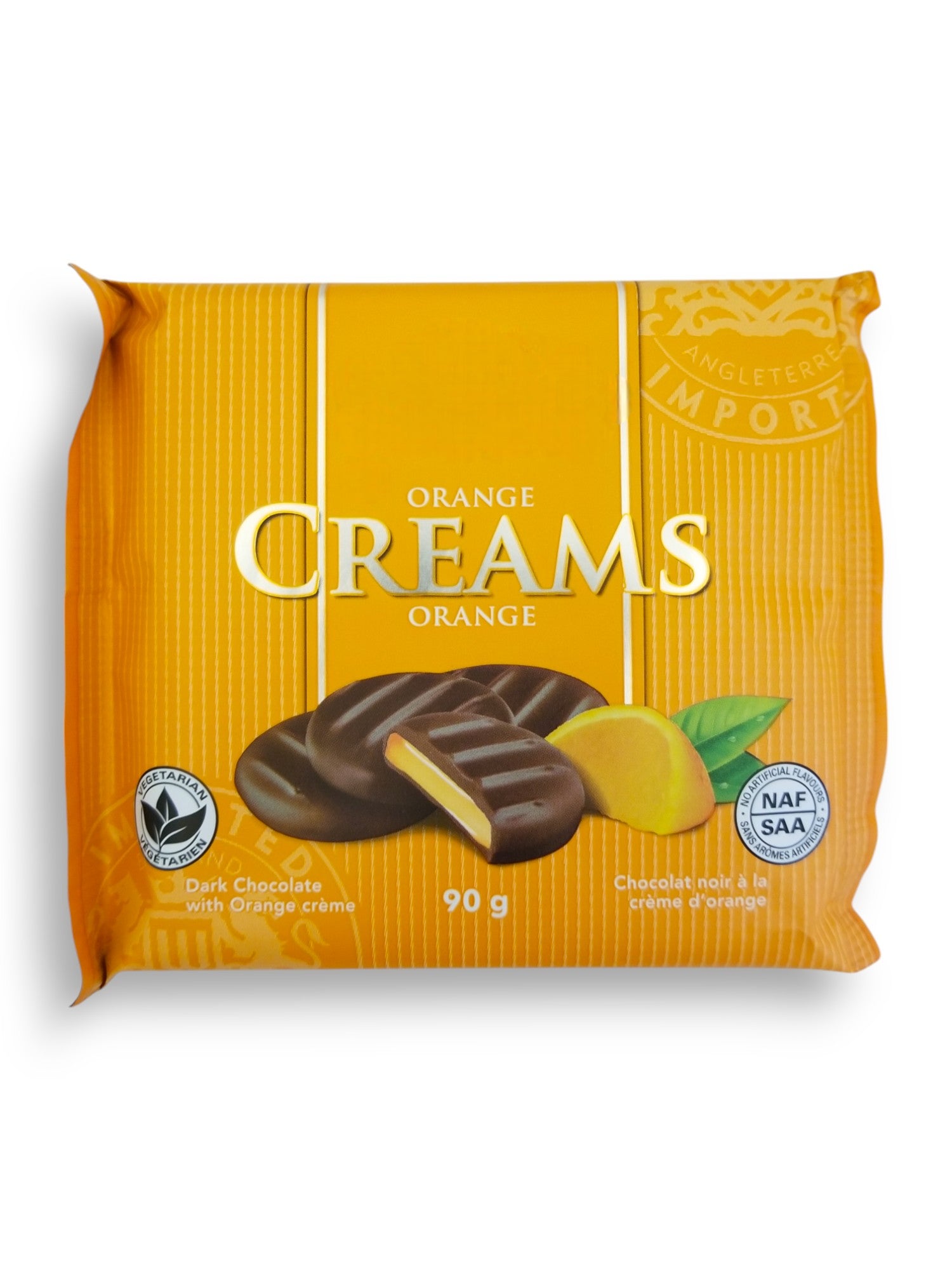 Front of Waterbridge Orange Creams, 90g/3.2 oz., Bar