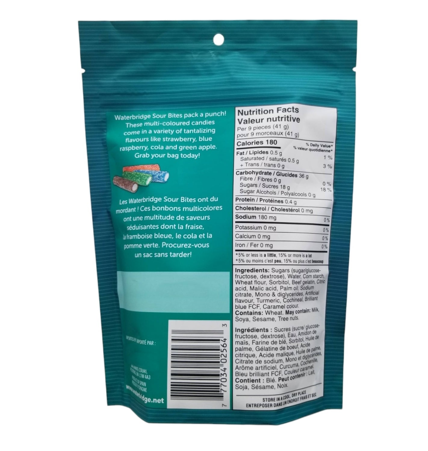 Waterbridge Sour Bites Fruit Gummy Candy, 200g/7 oz. Bag