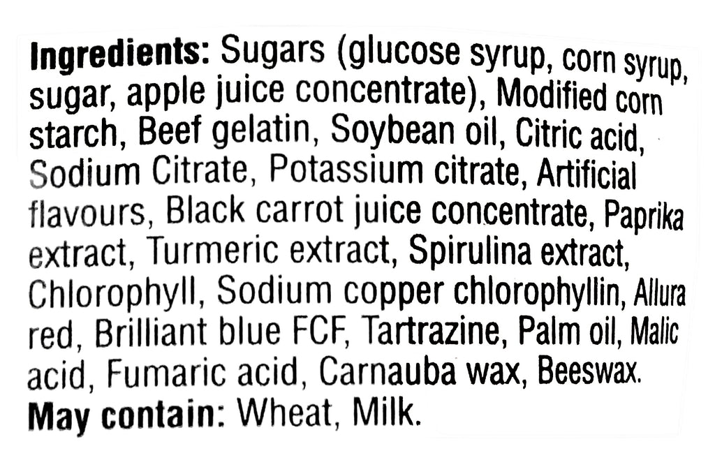 Waterbridge The Mix Sour Keys Gummy, 175g, ingredients label.