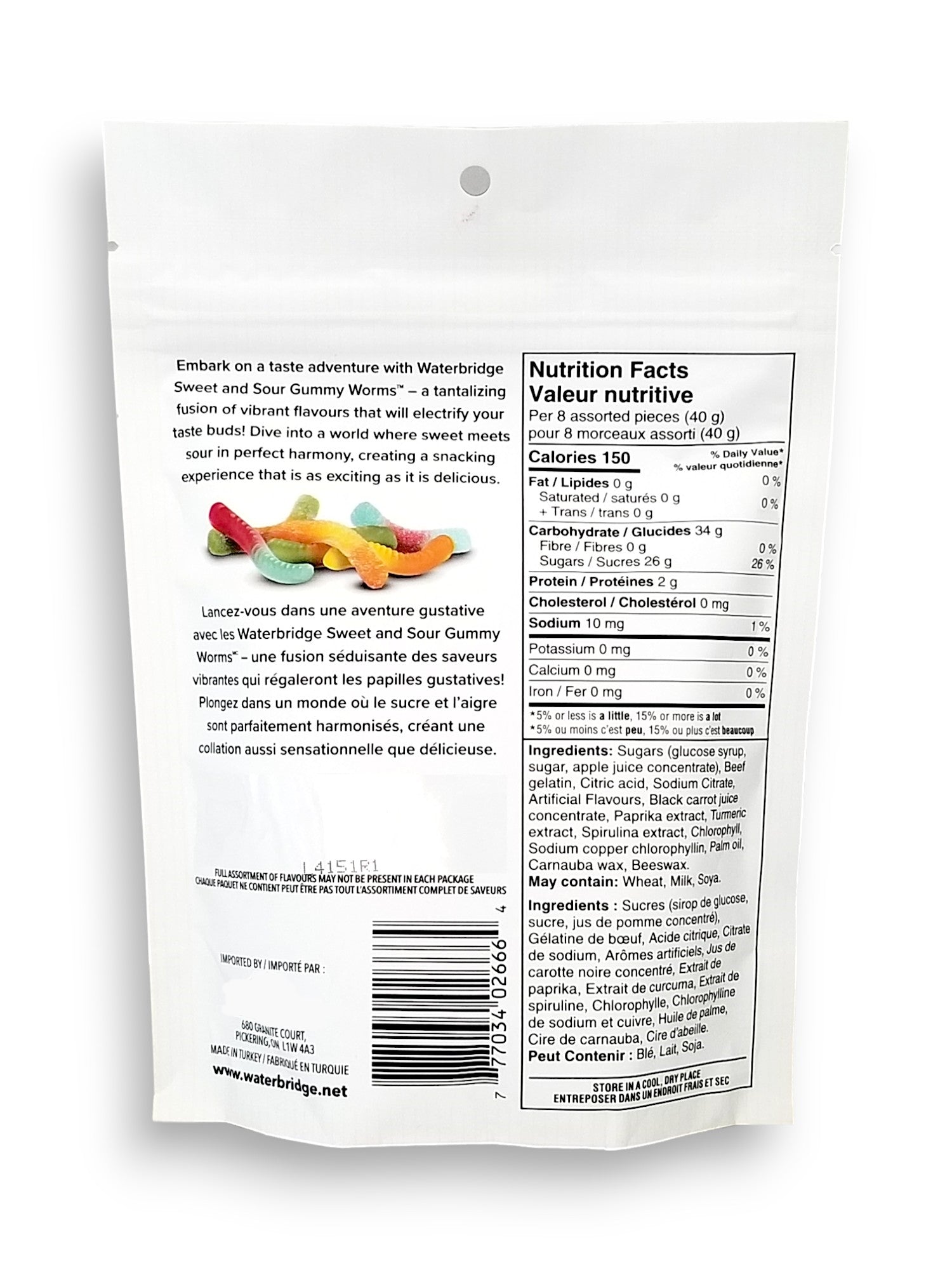 Waterbridge The Mix Sweet & Sour Gummy Worms, 175g/6 oz.