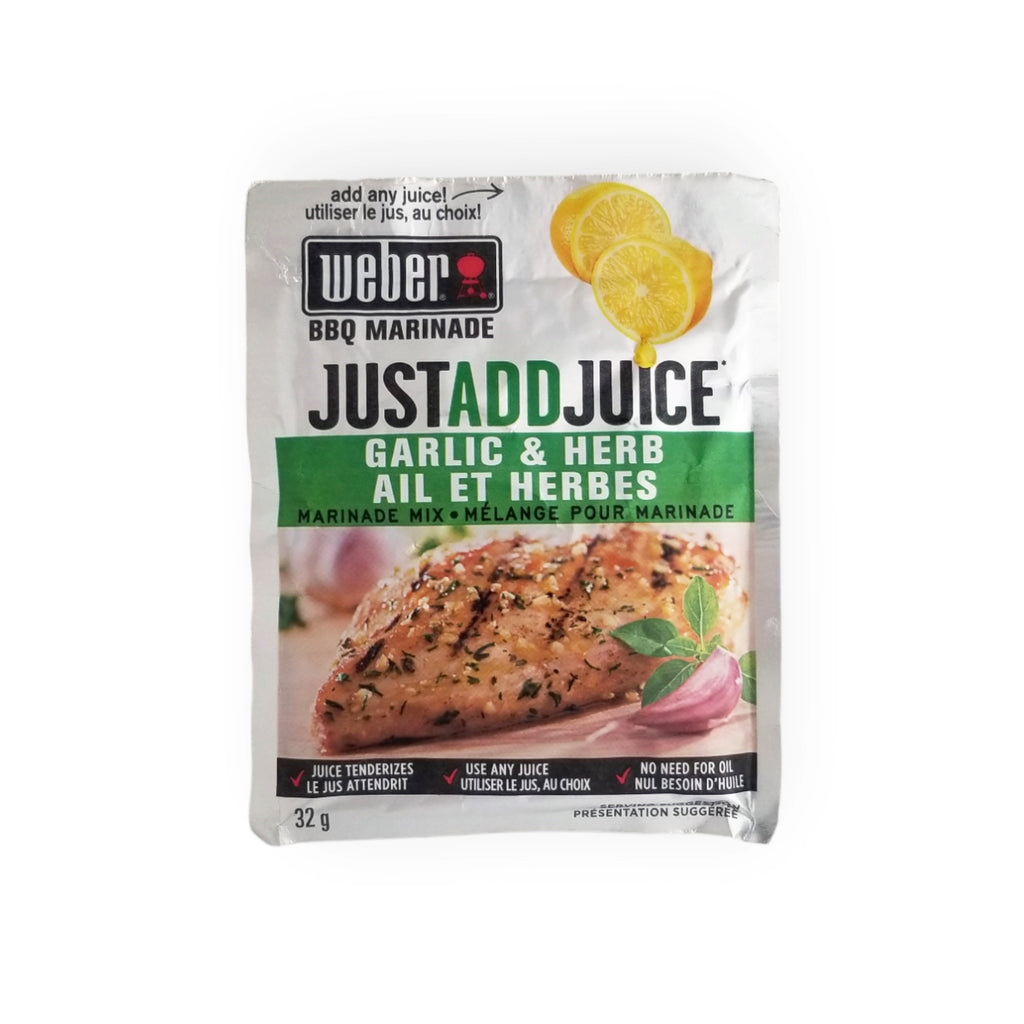 Weber Just Add Juice Garlic & Herb BBQ Marinade Mix, 32g/1.12 oz. Pouch