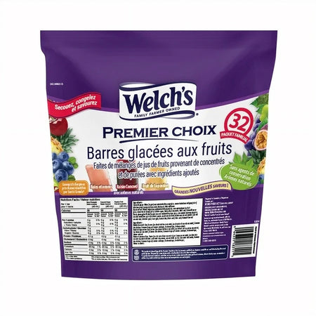 Welch's Premium Juice Ice Bars, back of bag