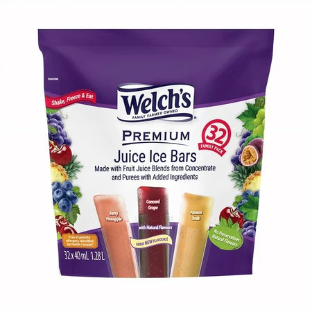 Welch's Premium Juice Ice Bars, front of bag