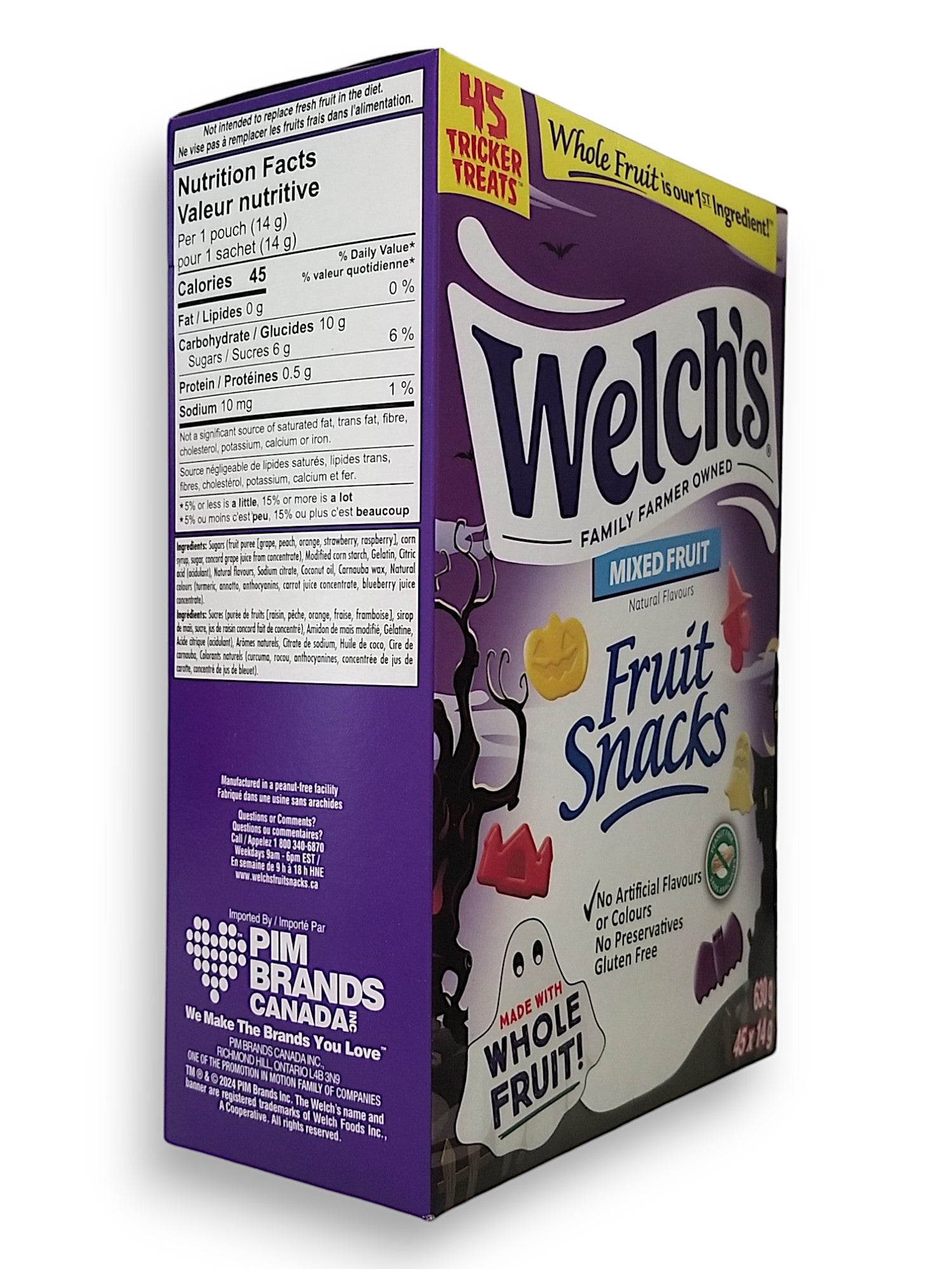 Welch's Halloween Fruit Snacks, Mixed Fruit, (45ct x 14g), 630g/1.4 lb.