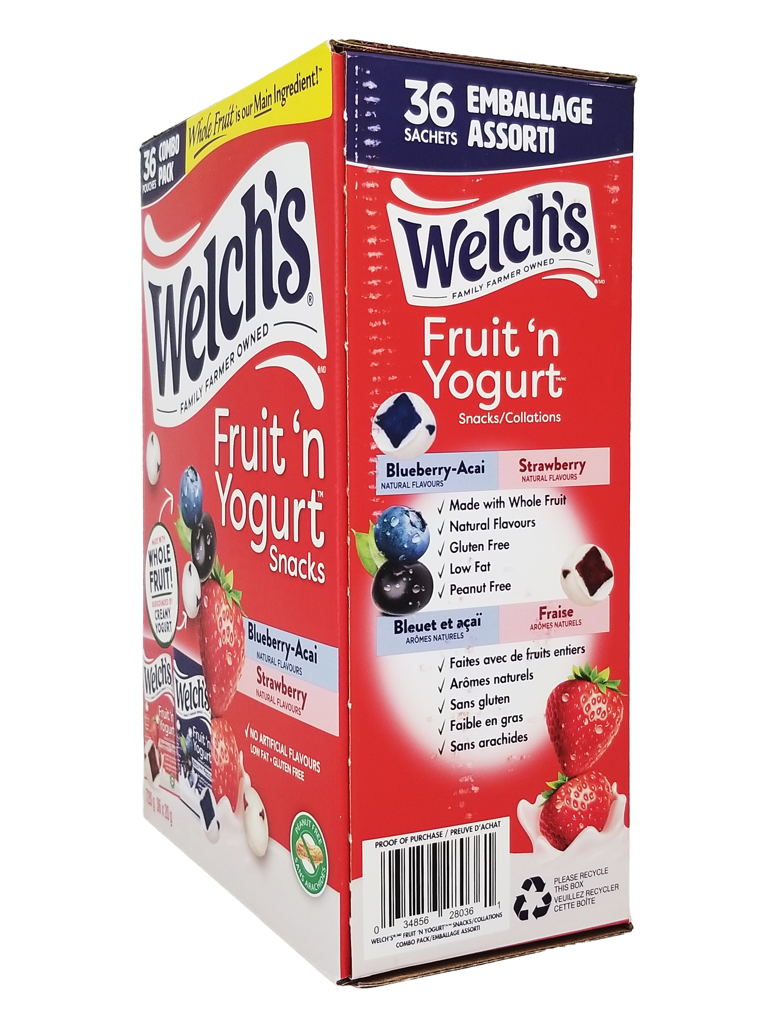Box of Welch's Fruit 'n Yogurt snacks with red and white design