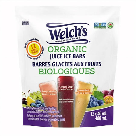 Welch's Organic Juice Ice Bars, front of bag