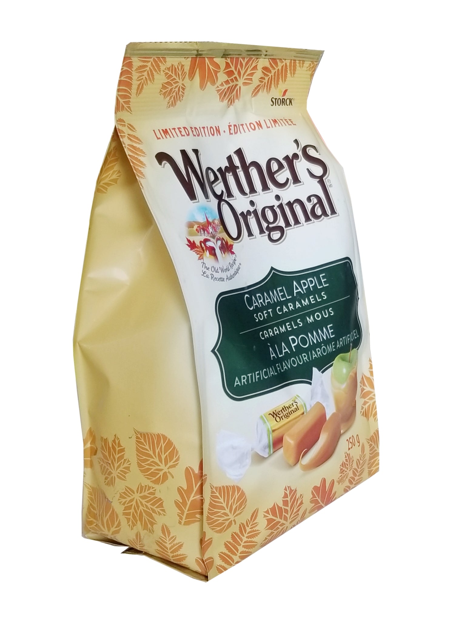 Werther's Original Caramel Apple Flavored Soft Caramels, 250g/8.75 oz. Bag Left Angle