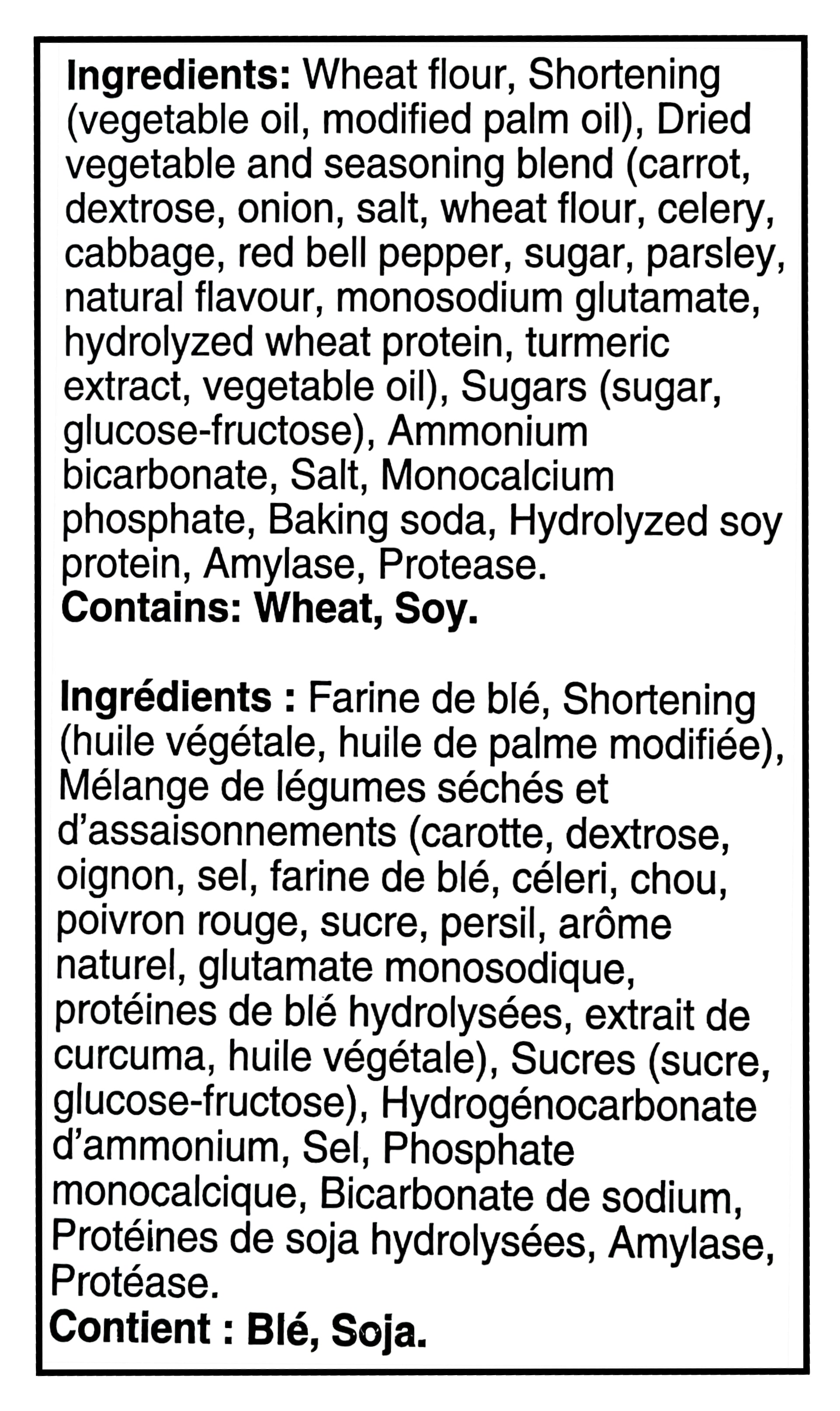 Christie Vegetable Thins Original, 180g/0.4 oz - Ingredients